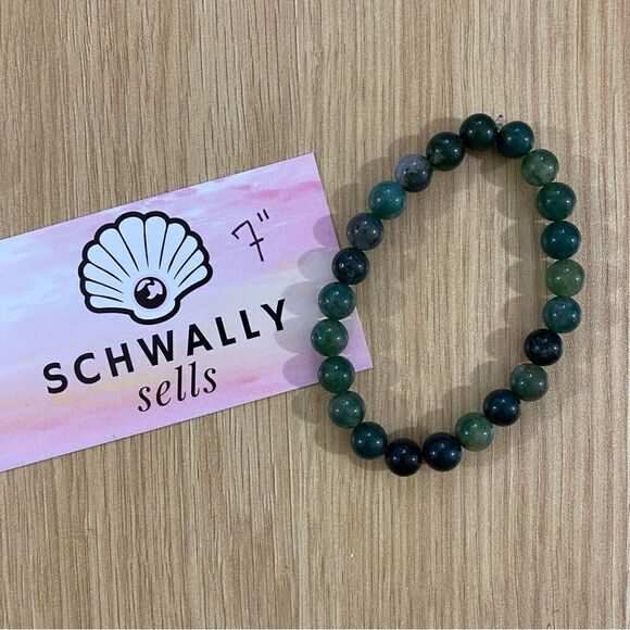 Genuine moss agate crystal bracelet // handmade // 7” bracelet - Picture 3 of 3